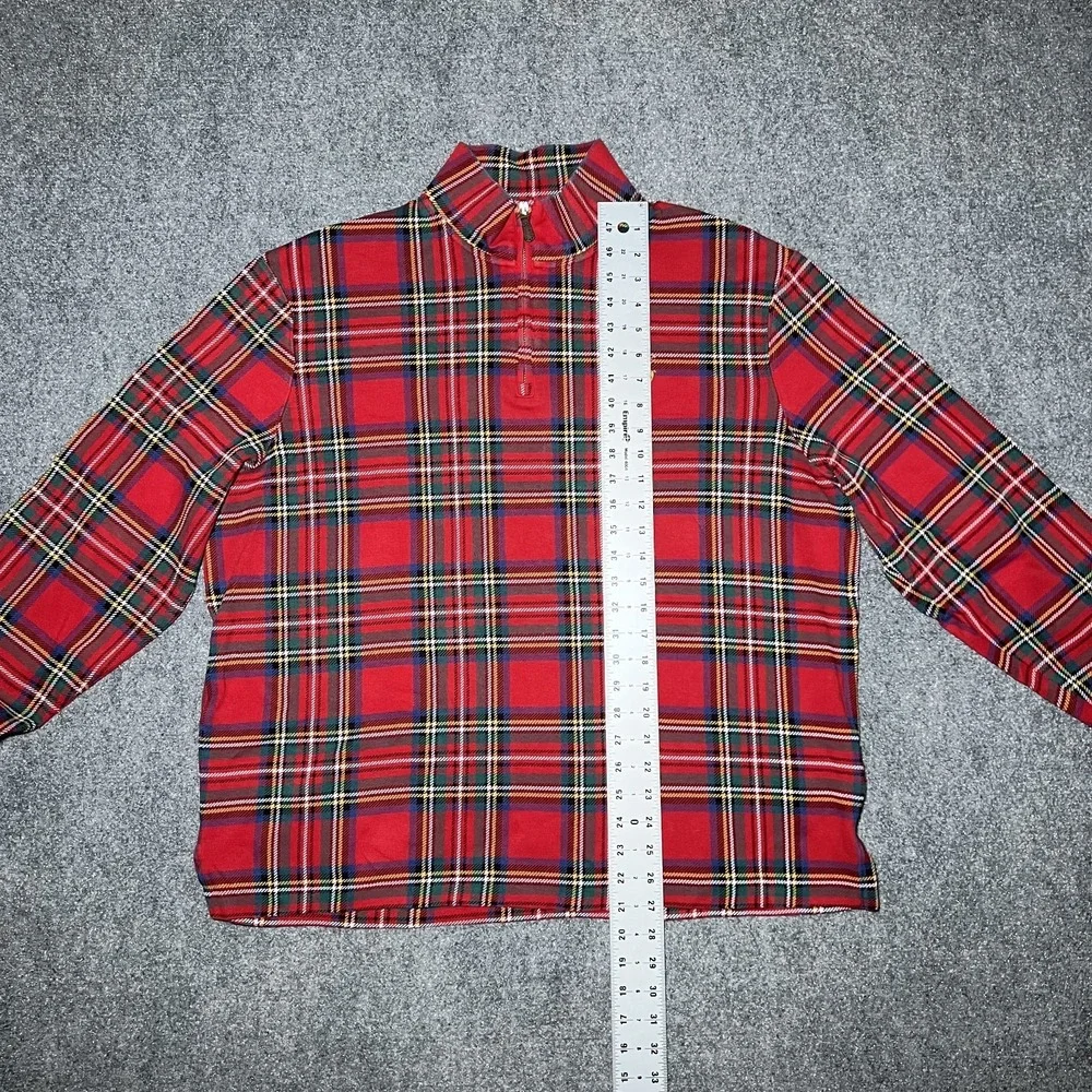 Polo Ralph Lauren Estate Rib Quarter-Zip Madras Plaid Pullover Sweater Men XL